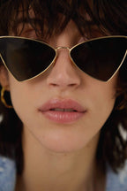 Gold cat-eye sunglasses – slim metal sunglasses featuring playful feminine shape – LUX VERSE Luxury Designer Fashion Outlet