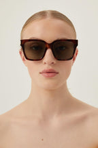 Havana rectangular sunglasses – the style is enriched by the ionic corner angle details – LUX VERSE Luxury Designer Fashion Outlet
