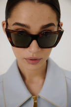 Iconic sharp cat-eye havana sunglasses – black featuring a front spoiler – LUX VERSE Luxury Designer Fashion Outlet