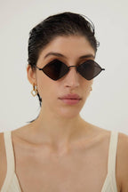 Metal rombo shape sunglasses – slim metal sunglasses featuring playful feminine shape – LUX VERSE Luxury Designer Fashion Outlet