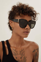 SL M95 oversized black cat eye sunglasses – a STRONG FEMININE OVERSIZED SHAPE, THE EVOLUTION OF THE MONOGRAM ACETATE IN A BOLDER – LUX VERSE Luxury Designer Fashion Outlet