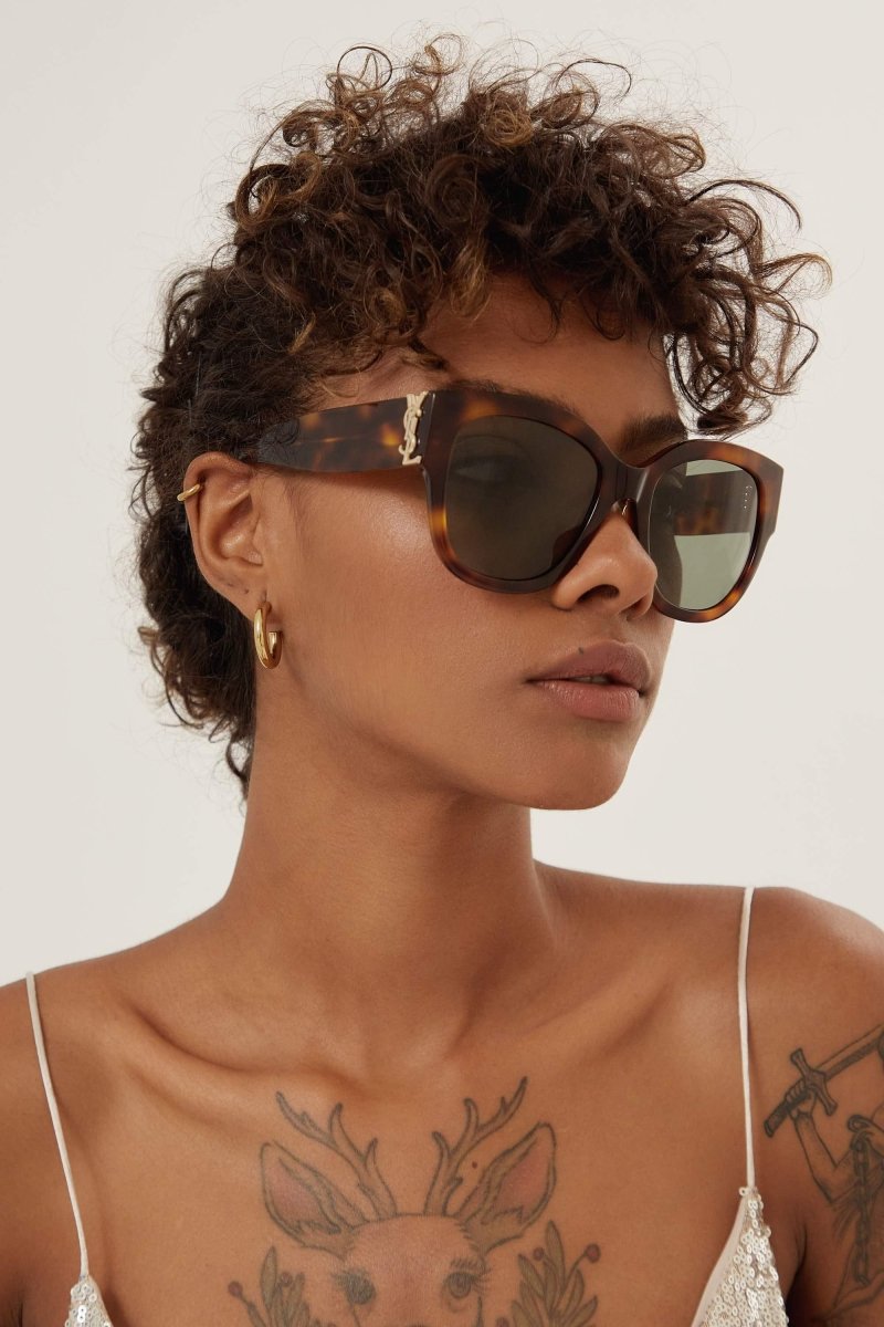 SL M95 oversized havana cat eye sunglasses – tHE STYLE IS FEATURED IN THE FW21 ADV APAC CAMPAIGN WITH ROSE’ – LUX VERSE Luxury Designer Fashion Outlet