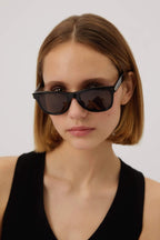 SL51 UNISEX black sunglasses – acetate featuring the corner angle as the signature code for the eyewer – LUX VERSE Luxury Designer Fashion Outlet
