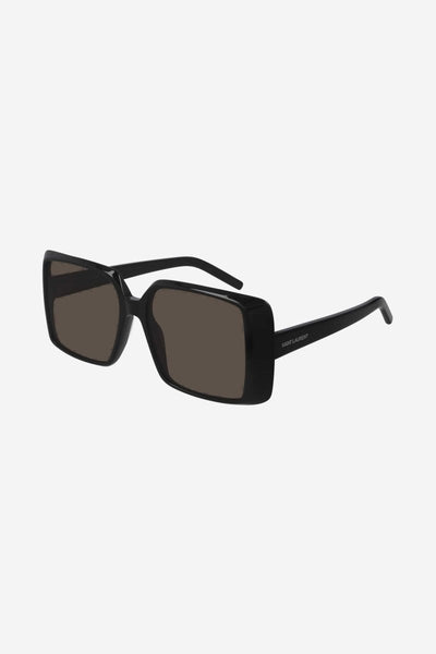 Saint Laurent squared 70s inspired black acetate sunglasses - Lux Studios