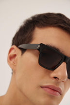 Squared black angular sunglasses – a BOLD AND MASCULINE ACETATE STYLE TO CREATE A STRONG STATEMENT, – LUX VERSE Luxury Designer Fashion Outlet
