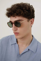 UNISEX combined panthos gold havana sunglasses – combined panthos gold havana sunglasses featuring a refined – LUX VERSE Luxury Designer Fashion Outlet