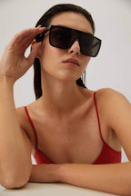 UNISEX MASK ACE black sunglasses – the logo is laser engraved on both temples – LUX VERSE Luxury Designer Fashion Outlet