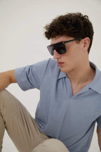 UNISEX MASK ACE black sunglasses – a new acetate mask enriched by the corner angle in black – LUX VERSE Luxury Designer Fashion Outlet