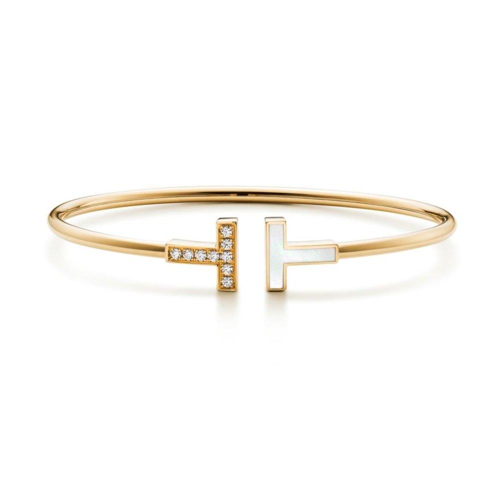 T Bangle | Gold Pearl CZ – original Packaging, Certificates included – LUX VERSE Luxury Designer Fashion Outlet