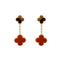CLOVER  2 MOTIF  TIGER EYE CARNELIAN EARRINGS