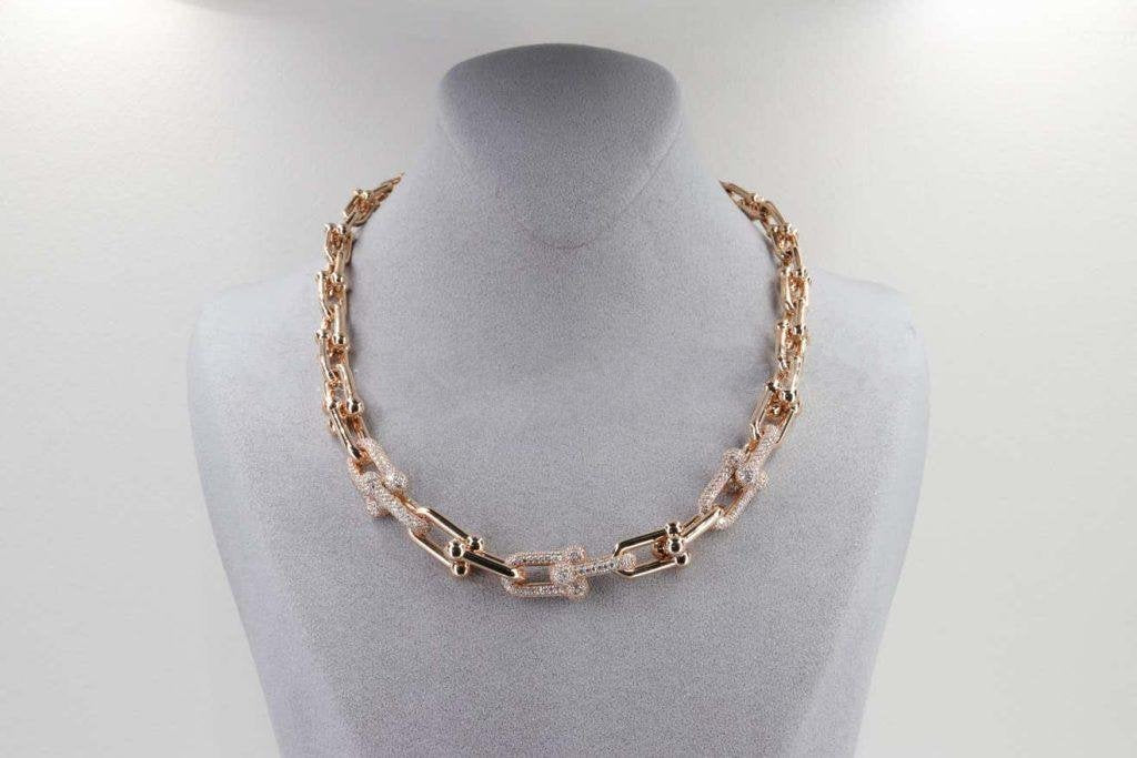 Hardwear Graduated Link Necklace Rose Gold with Pave Diamonds – LUX VERSE Luxury Designer Fashion Outlet