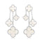 CLOVER  4 MOTIFS WHITE MOP EARRINGS  SILVER