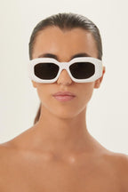 Biggie bold sunglasses in white with iconic jellyfish – designed line of distinctive eyewear available in unisex designs for those who – LUX VERSE Luxury Designer Fashion Outlet
