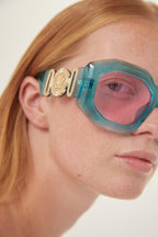 Biggie oversized sunglasses in blue with iconic jellyfish – designed line of distinctive eyewear available in unisex designs for those who – LUX VERSE Luxury Designer Fashion Outlet