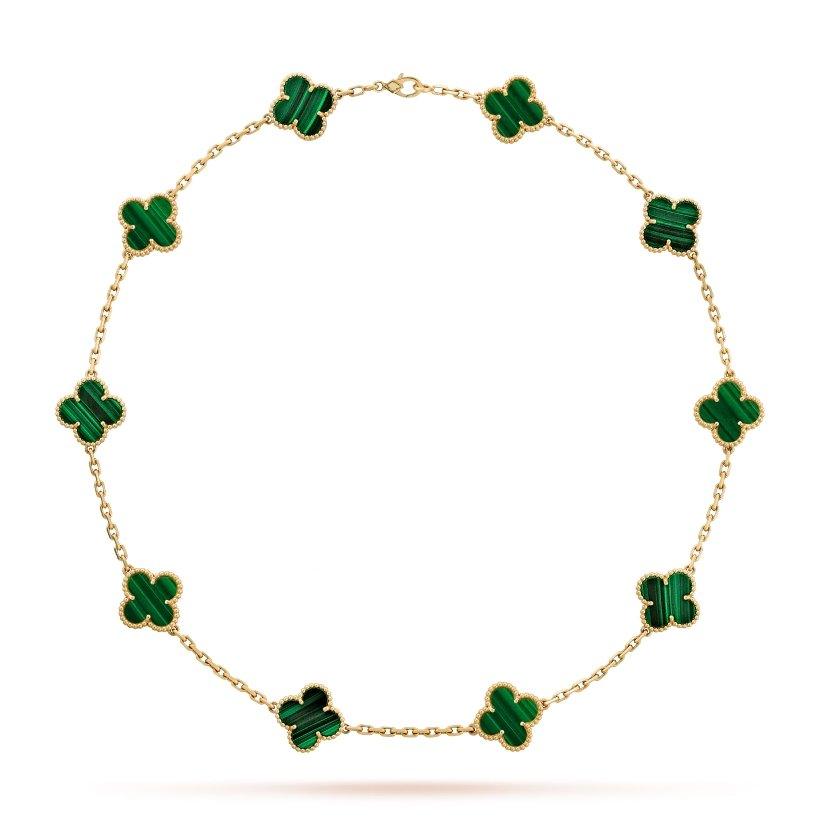 Vintage Alhambra Necklace Green, 10 motifs. – faithful to the first Alhambra® jewel, the Vintage Alhambra pieces stand out for – LUX VERSE Luxury Designer Fashion Outlet