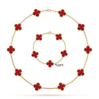Vintage Alhambra Necklace + ONE FREE BRACELET – these four-leaf clover-inspired lucky icons are outlined with gold beading – LUX VERSE Luxury Designer Fashion Outlet