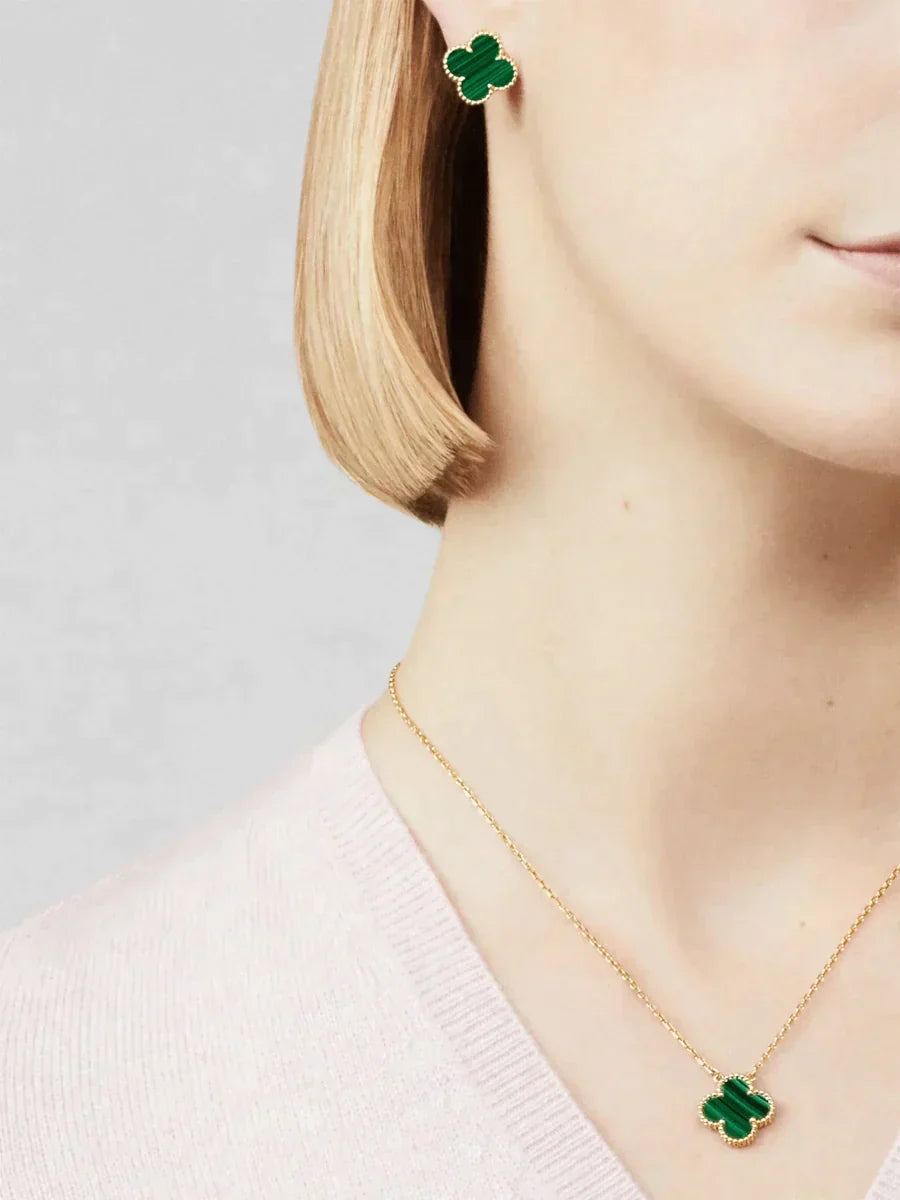 Vintage Alhambra Pendant – these four-leaf clover-inspired lucky icons are outlined with gold beading – LUX VERSE Luxury Designer Fashion Outlet