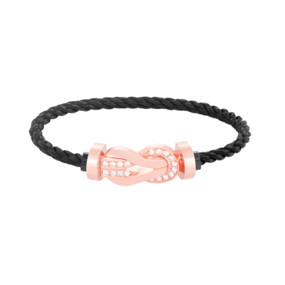 CHANCE LARGE 8 FIGURE BUCKLE HALF DIAMOND BRACELET ROSE GOLD