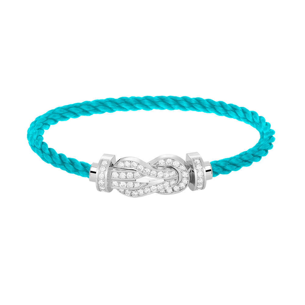 CHANCE LARGE 8 FIGURE BUCKLE FULL DIAMOND BRACELET SILVER