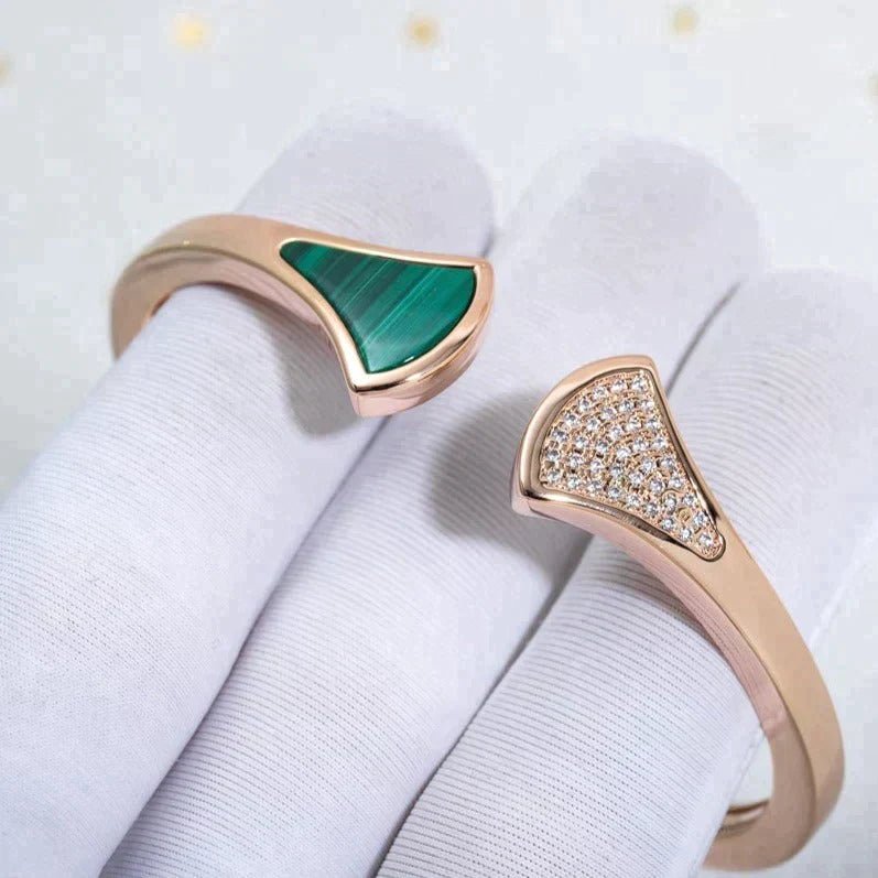 DREAM BRACELET OPEN MALACHITE ROSE GOLD