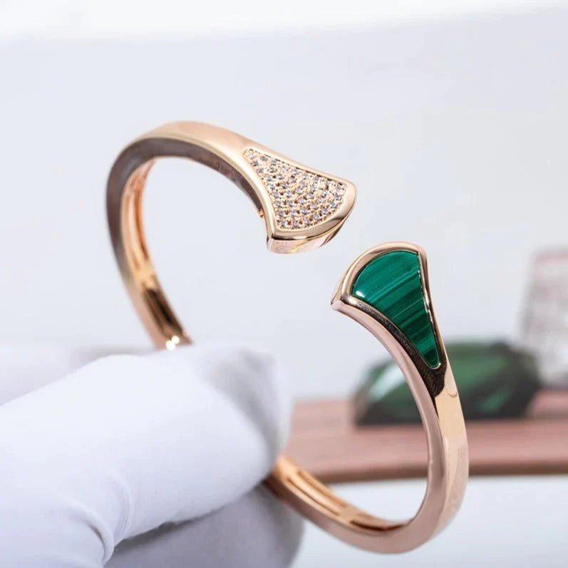 DREAM BRACELET OPEN MALACHITE ROSE GOLD