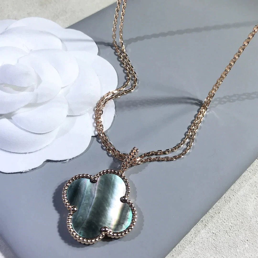 CLOVER LARGE 25MM DARK MOP NECKLACE