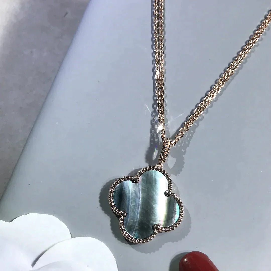CLOVER LARGE 25MM DARK MOP NECKLACE