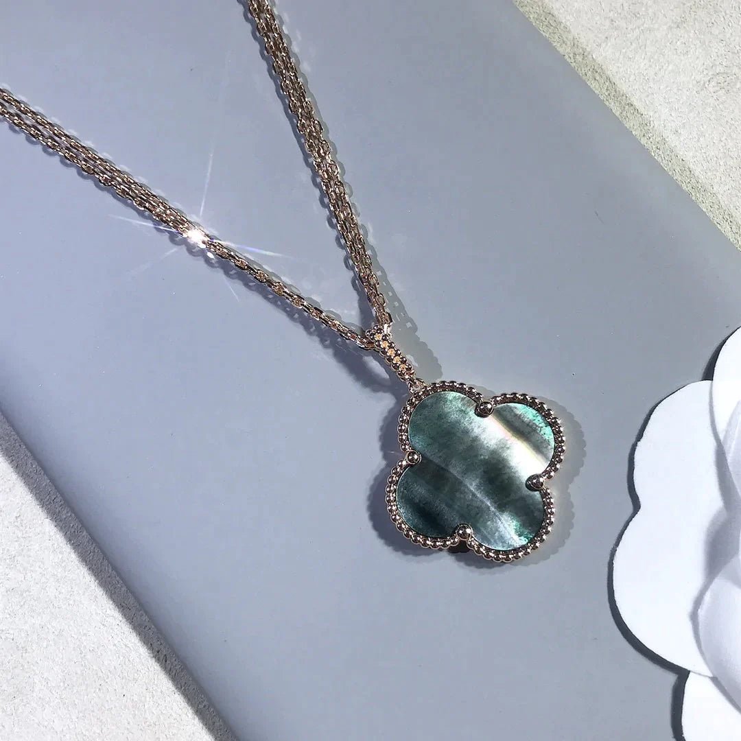 CLOVER LARGE 25MM DARK MOP NECKLACE