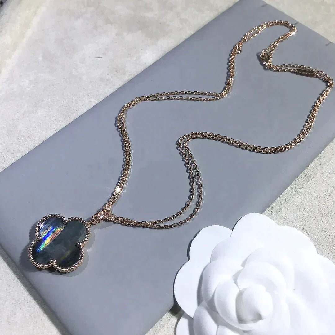 CLOVER LARGE 25MM DARK MOP NECKLACE