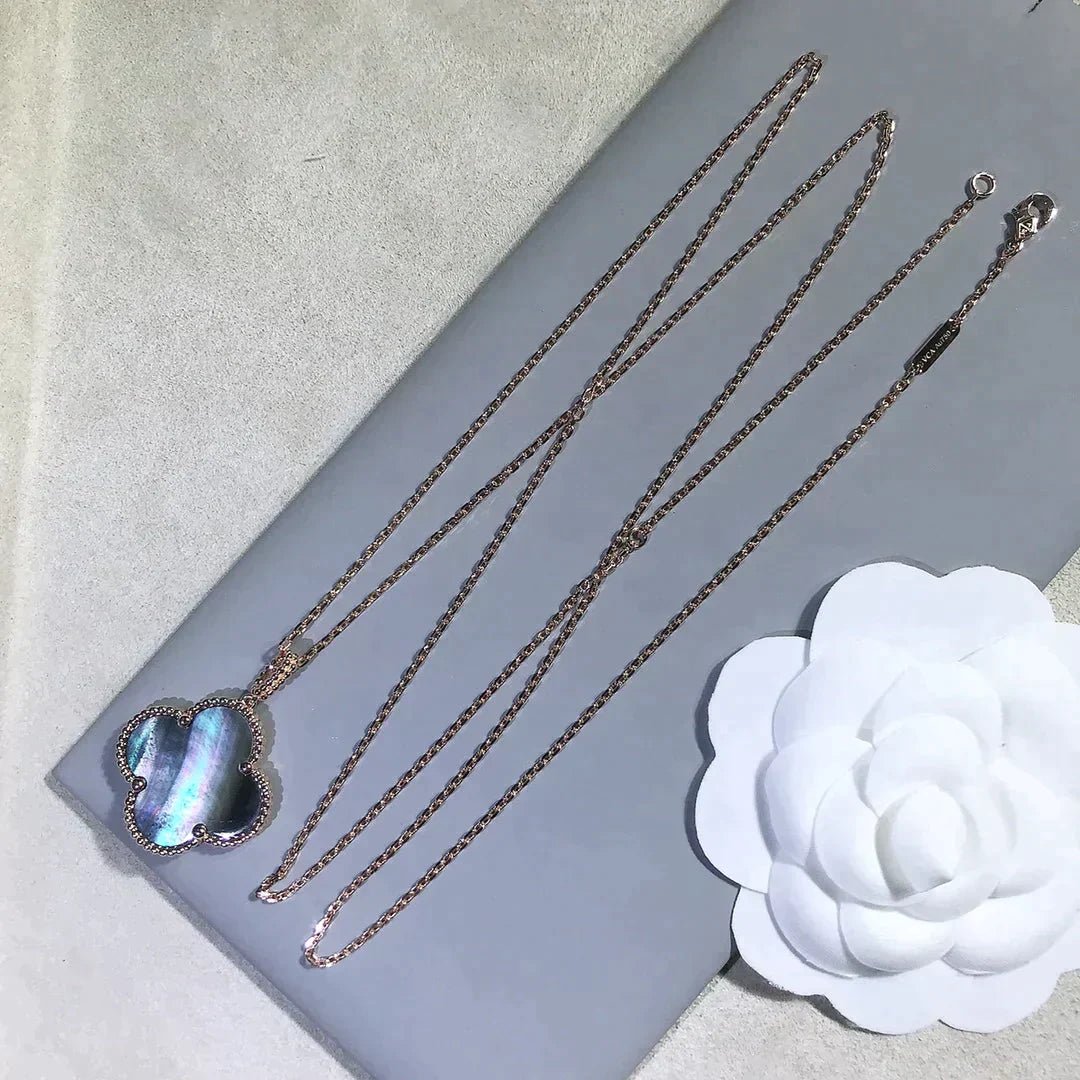 CLOVER LARGE 25MM DARK MOP NECKLACE