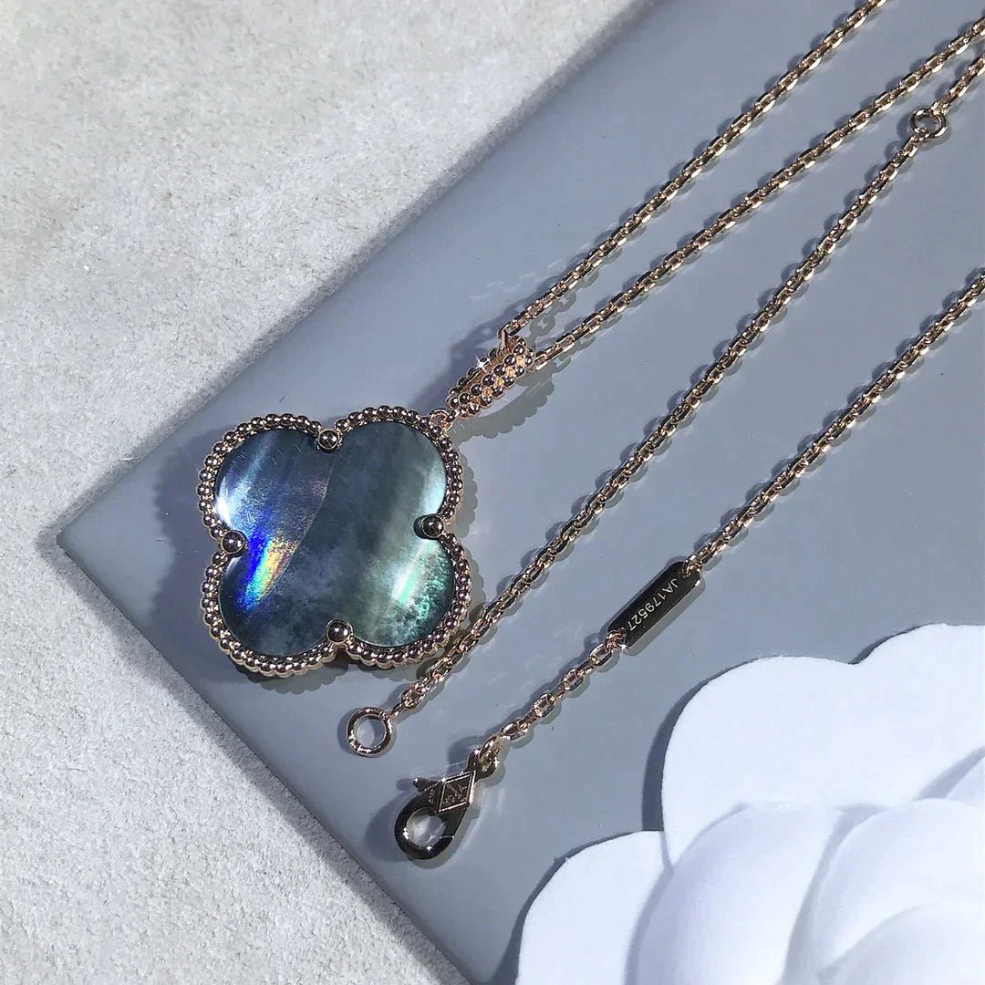 CLOVER LARGE 25MM DARK MOP NECKLACE