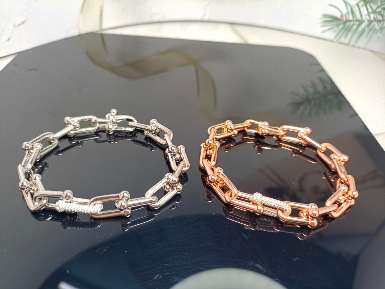 HARDWEAR BRACELET ROSE GOLD AND SILVER DIAMOND