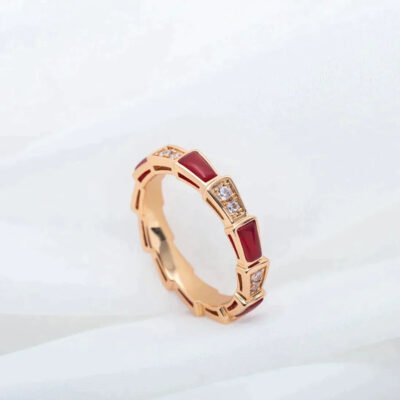SERPENTI RING ROSE GOLD CARNELIAN DIAMOND 3MM