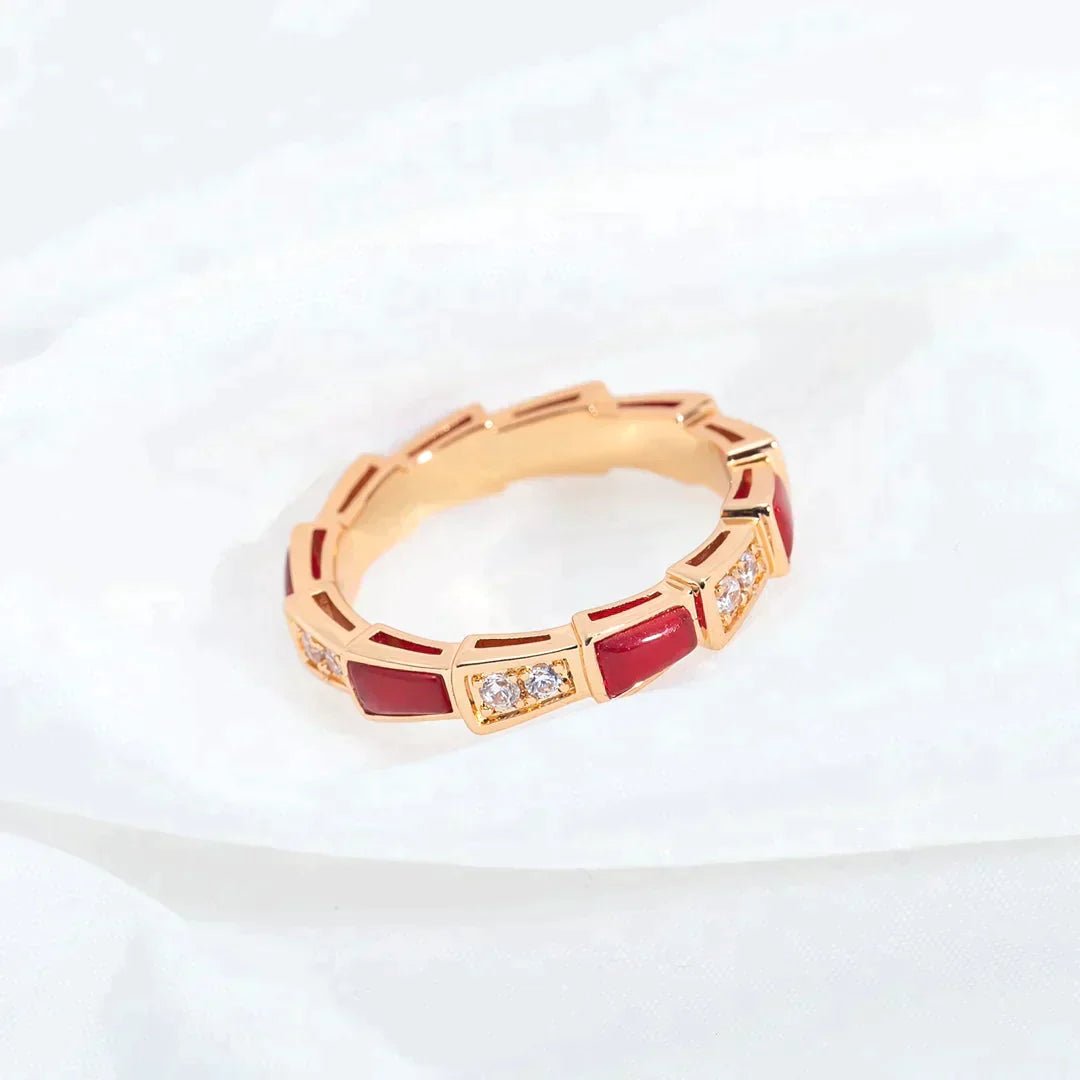 SERPENTI RING ROSE GOLD CARNELIAN DIAMOND 3MM