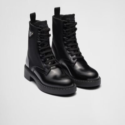 Brushed-leather and Re-Nylon boots