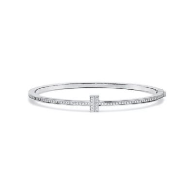 T BRACELET SILVER DIAMOND PAVED