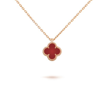 CLOVER MINI 9.5MM WHITE CARNELIANS NECKLACE