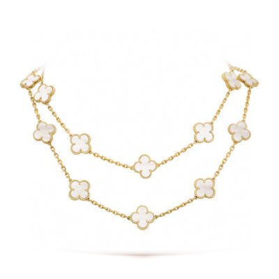 CLOVER 20 MOTIFS WHITE MOP NECKLACE