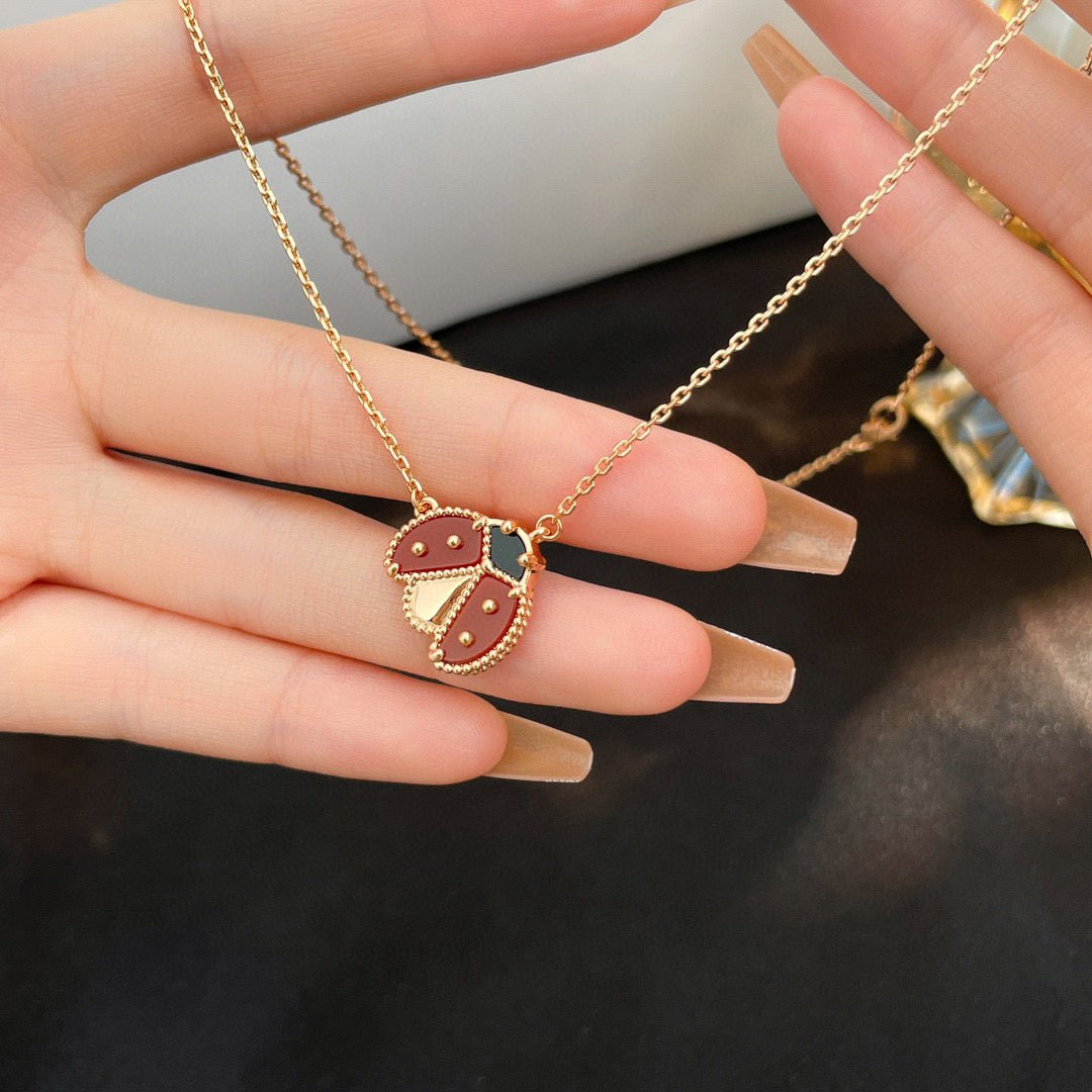 LUCKY CARNELIANS LADYBUG NECKLACE