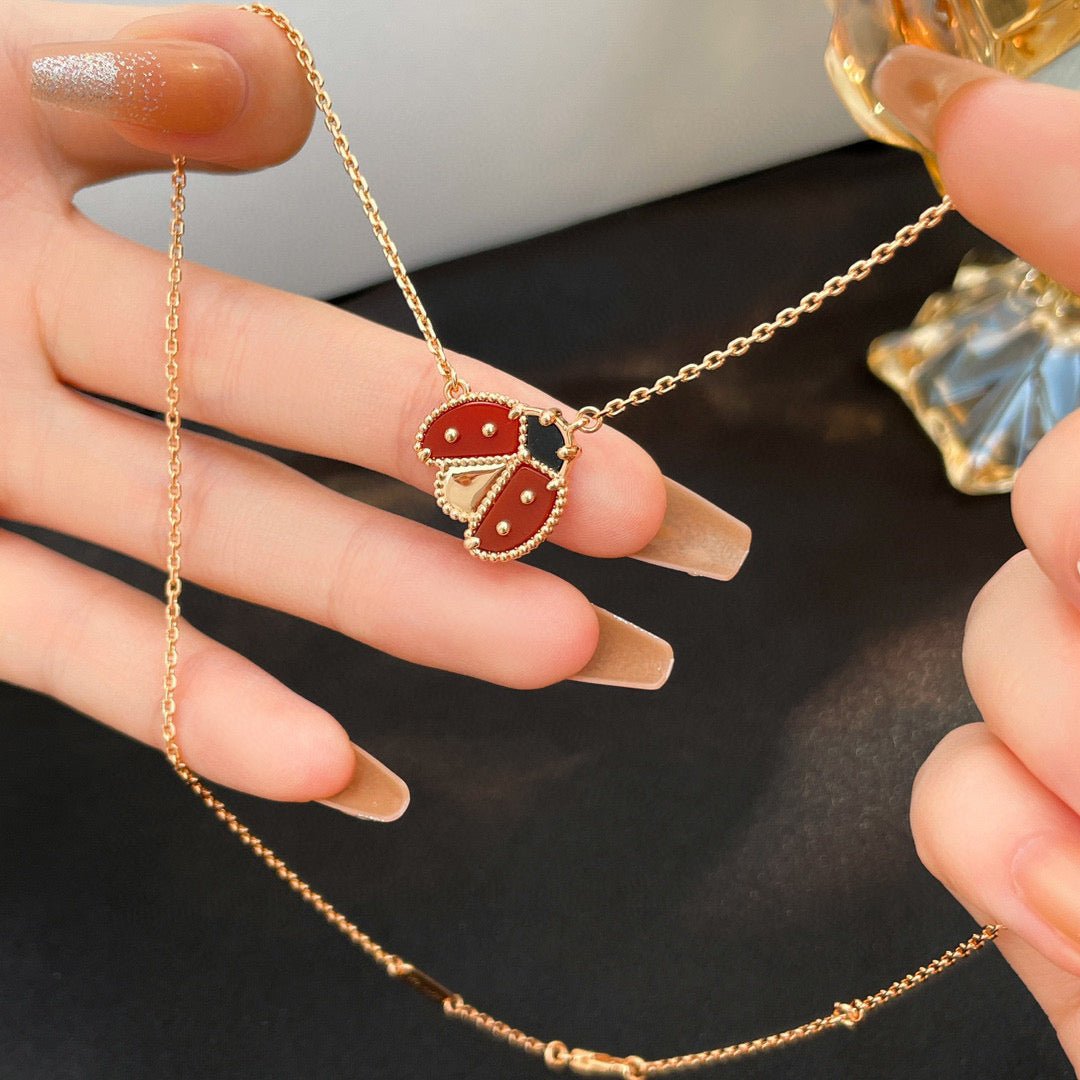 LUCKY CARNELIANS LADYBUG NECKLACE