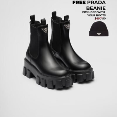 Monolith brushed leather booties