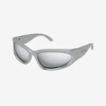 Balenciaga BB0157s-004 swift silver wrap around sunglasses - Lux Studios