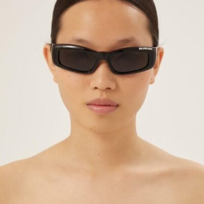 Balenciaga black rectangular sunglasses - Lux Studios