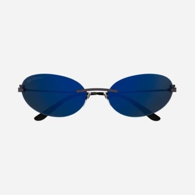 Balenciaga oval metal black and blue sunglasses - Lux Studios