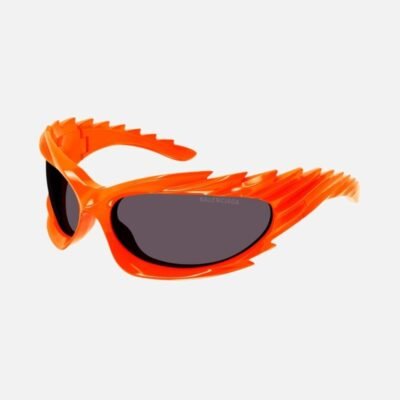 Balenciaga Spike rectangle sunglasses in fluo orange - Lux Studios