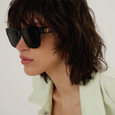 Balenciaga ultra slim black cat-eye sunglasses - Lux Studios