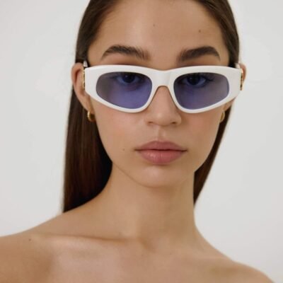 Balenciaga white cat-eye BB sunglasses - Lux Studios