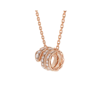 SERPENTI ROSE GOLD NECKLACE DOUBLE RING DIAMOND