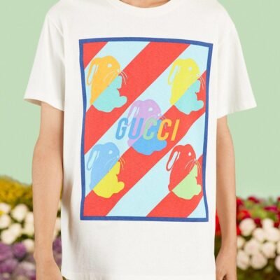Bunny print cotton jersey T-shirt - Lux Studios