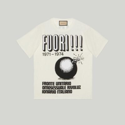 Cotton jersey T-shirt with Fuori!!! print - Lux Studios